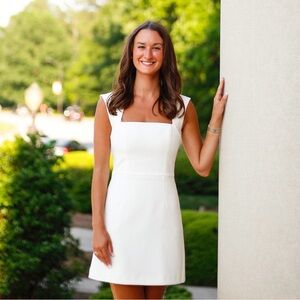 French Connection Whisper Ruth Square Neck Dress in Summer White